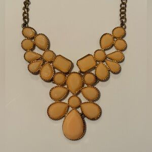 Gold and Peach Teardrop Necklace